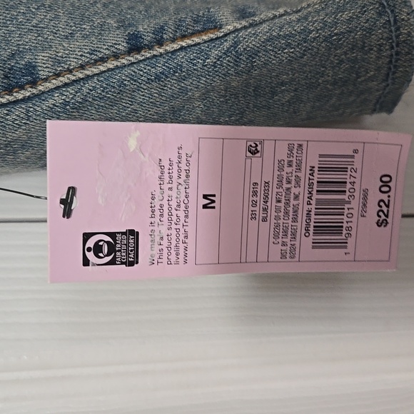 Denim Blue Reworked Cropped Top, Med, Adjustable Straps, Stretch Denim, NWT - Picture 7 of 12